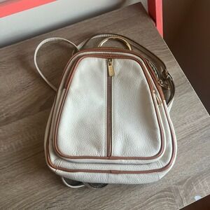 Valentina Genuine Leather Backpack Cream Tan Gold Hardware Made in Italy Bag